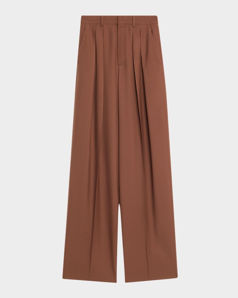 Double-Pleated Straight-Leg Trousers